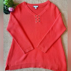 Charter Club Women’s Grommet Long Sleeve Vneck Sweater, size XL